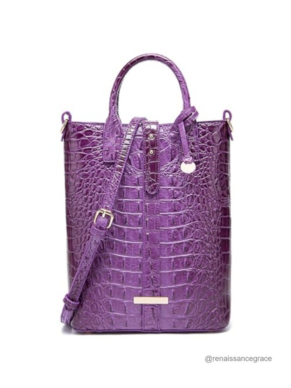 Crocodile Embossed Vegan Leather Tote Bag Office Work Purse with Shoulder Strap